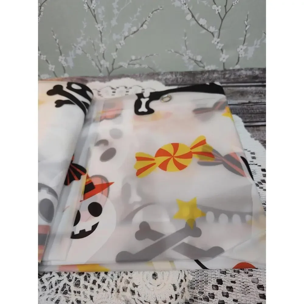 Happy Halloween Shower Curtain Eco Peva 70”x 72” Dog Costumes Trick or Treat Boo